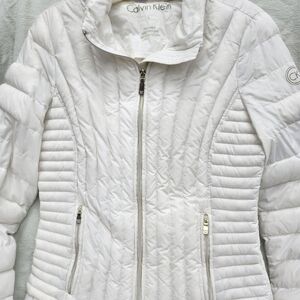 Calvin Klein Cream Quilted Packable Down Puffer Jacket - Women's